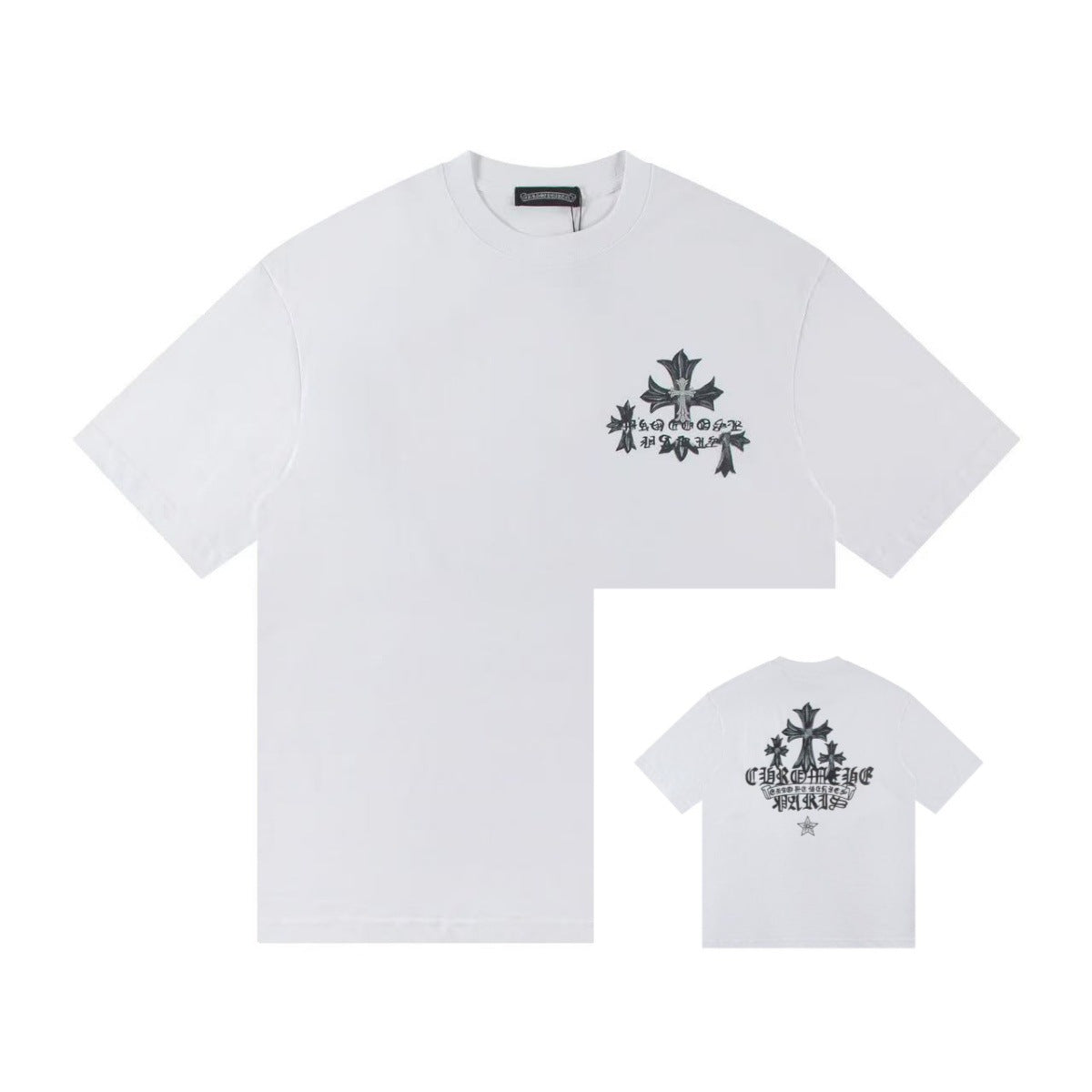 Chrome Hearts Color Sanskrit Cross Horseshoe Print Short Tee Unisex