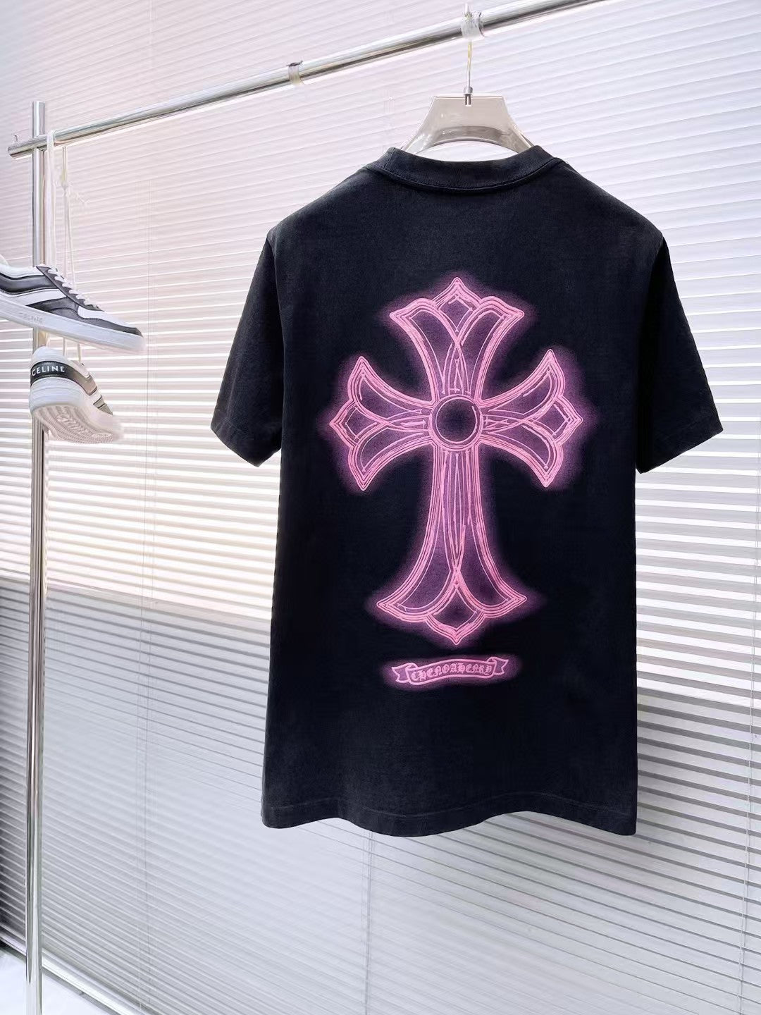 Chrome Hearts Color Sanskrit Cross Print Short Tee Unisex Y2K