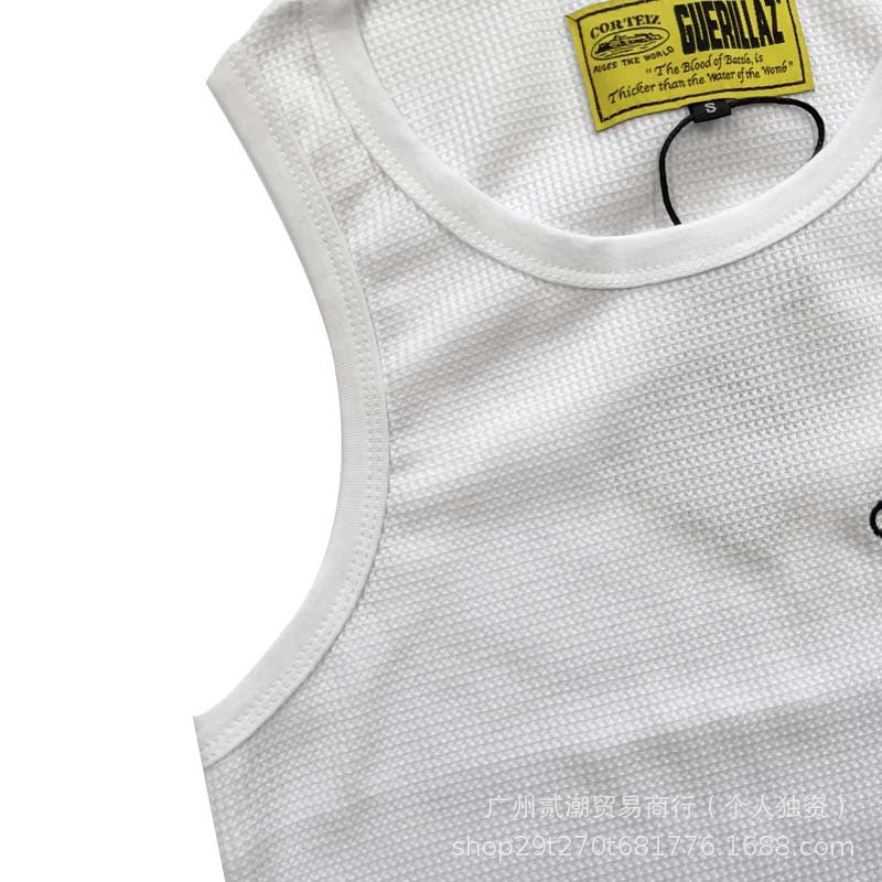 Corteiz Style Y2K Ribbed Tank Top Sleeveless Streetwear Basic Vest