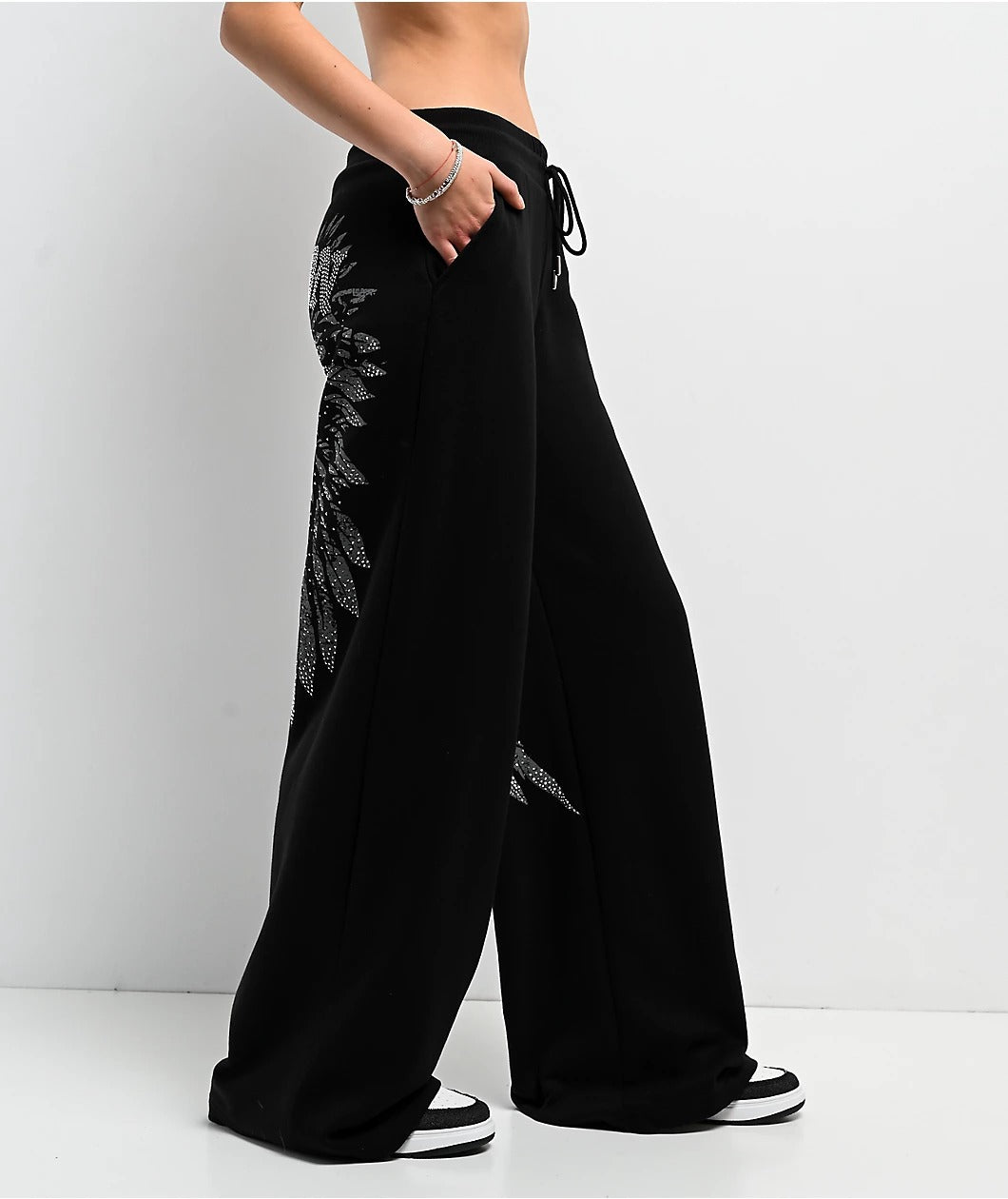 True Religion Wing Rhinestone Loose Casual Sweatpants Women Y2K