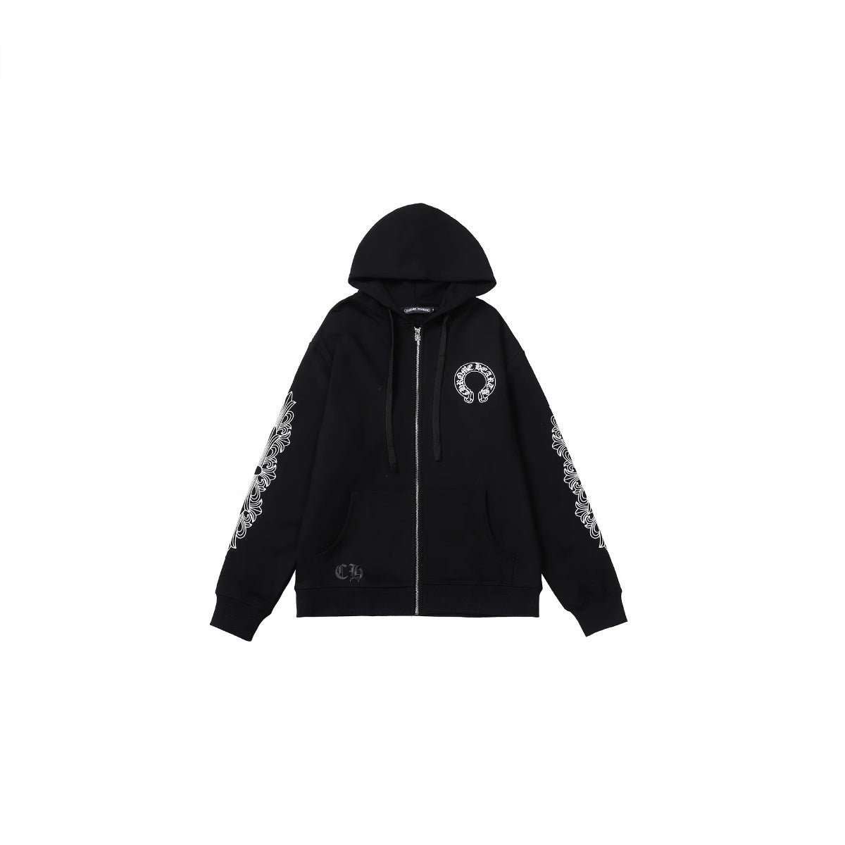 Chrome Hearts Scroll Cross Zip Up Hoodie Classic Street Hooded Jacket