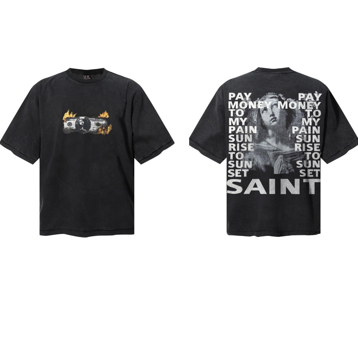 Saint Michael Vintage Washed Graphic Print Loose Streetwear T-Shirt