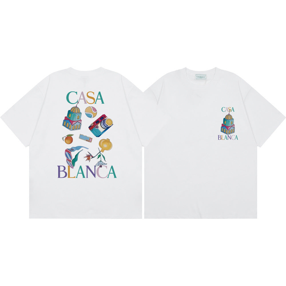 Casablanca Multi‑Print Tennis Floral Graphic Oversized Tee Streetwear
