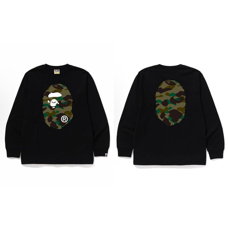 Bape Baby Milo Camo Ape Head Graphic Oversized Long Sleeve Tee Street
