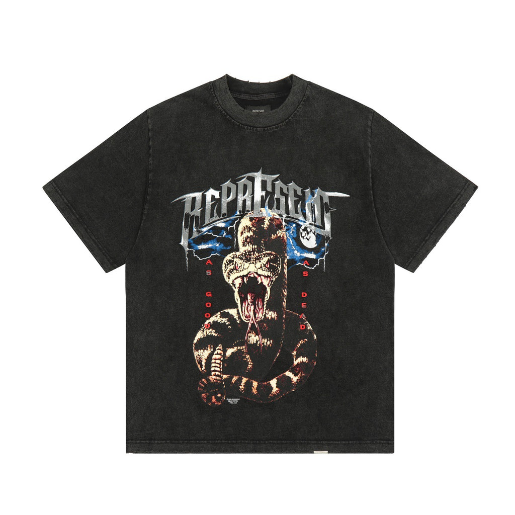 Represent Shark Washed Graphic Oversized Tee Streetwear Unisex