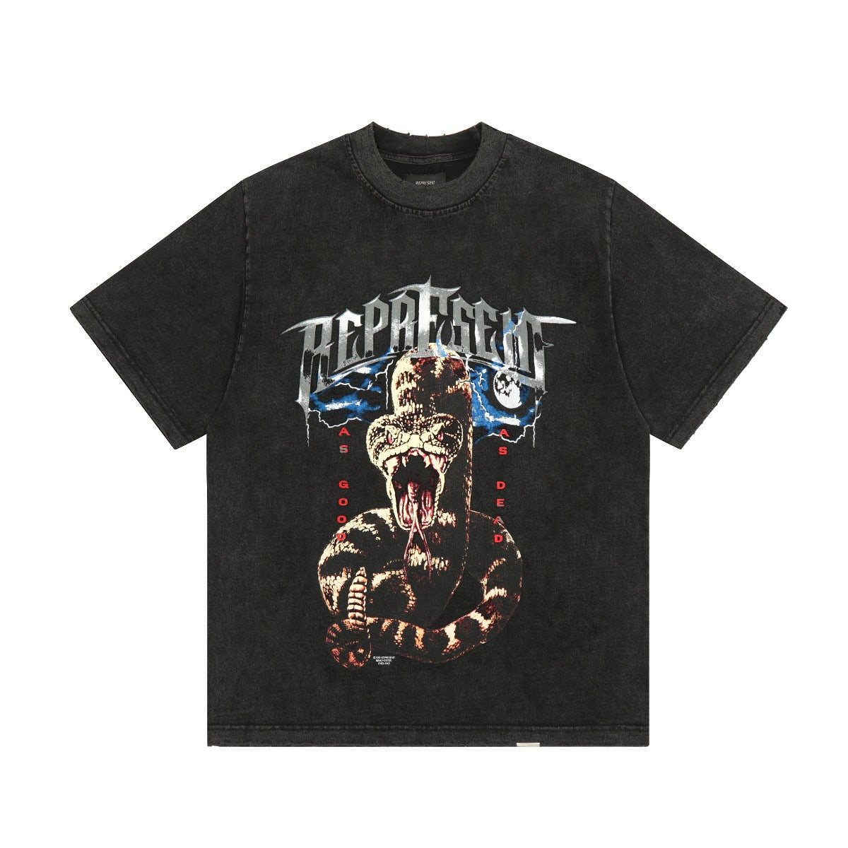 Represent Shark Washed Graphic Oversized Tee Streetwear Unisex