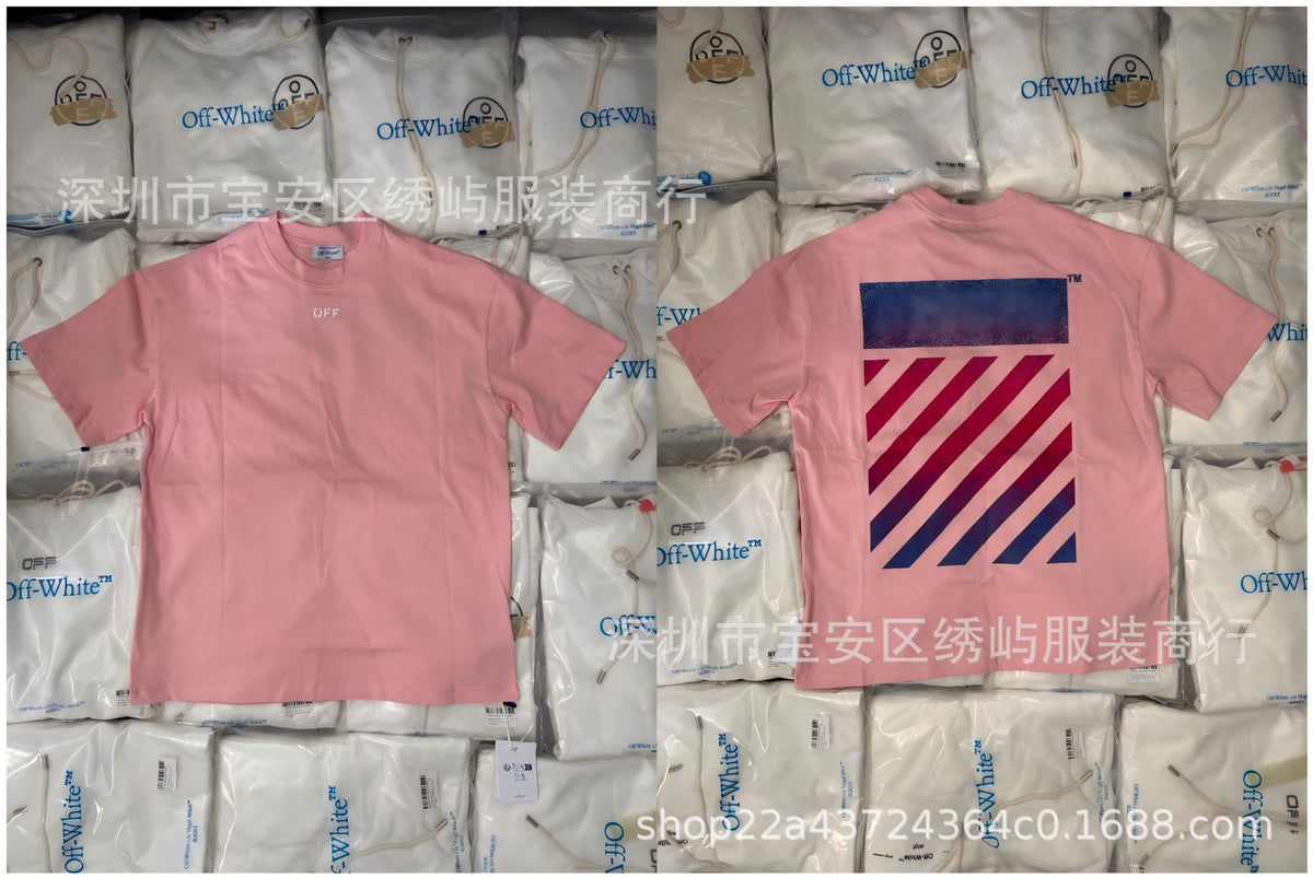 Off White Arrow Print Crew Neck Short Sleeve T Shirt Unisex
