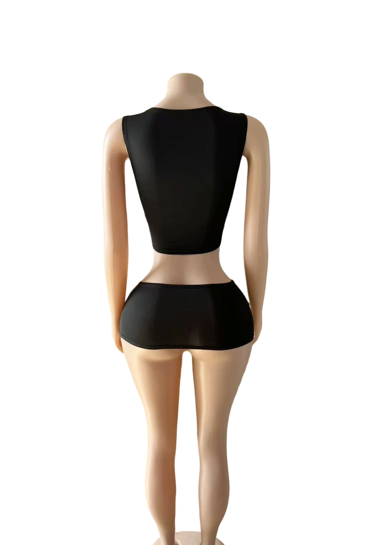 Y2K Censored Letter Print Sleeveless Crop Tank Mini Skirt 2 Piece Set