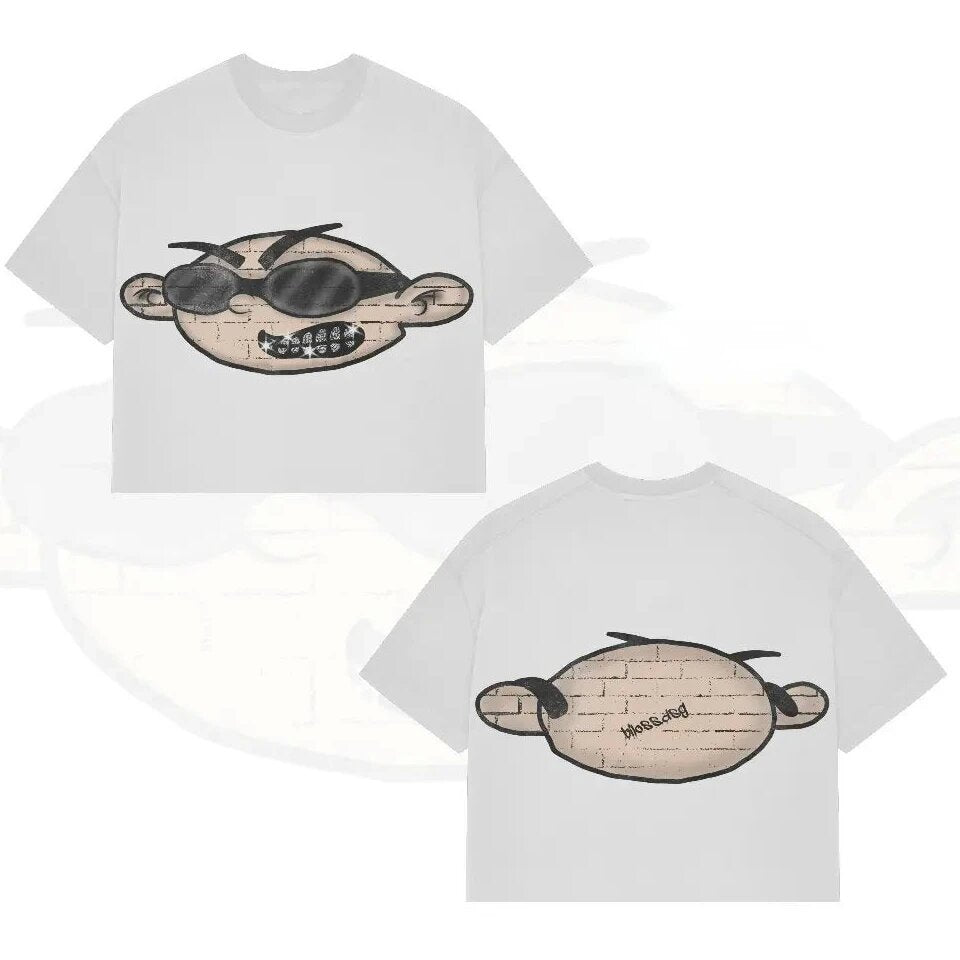 Y2K Punk Cartoon Hip Hop Grafik Unisex Oversized Streetwear Baumwoll-T-Shirt