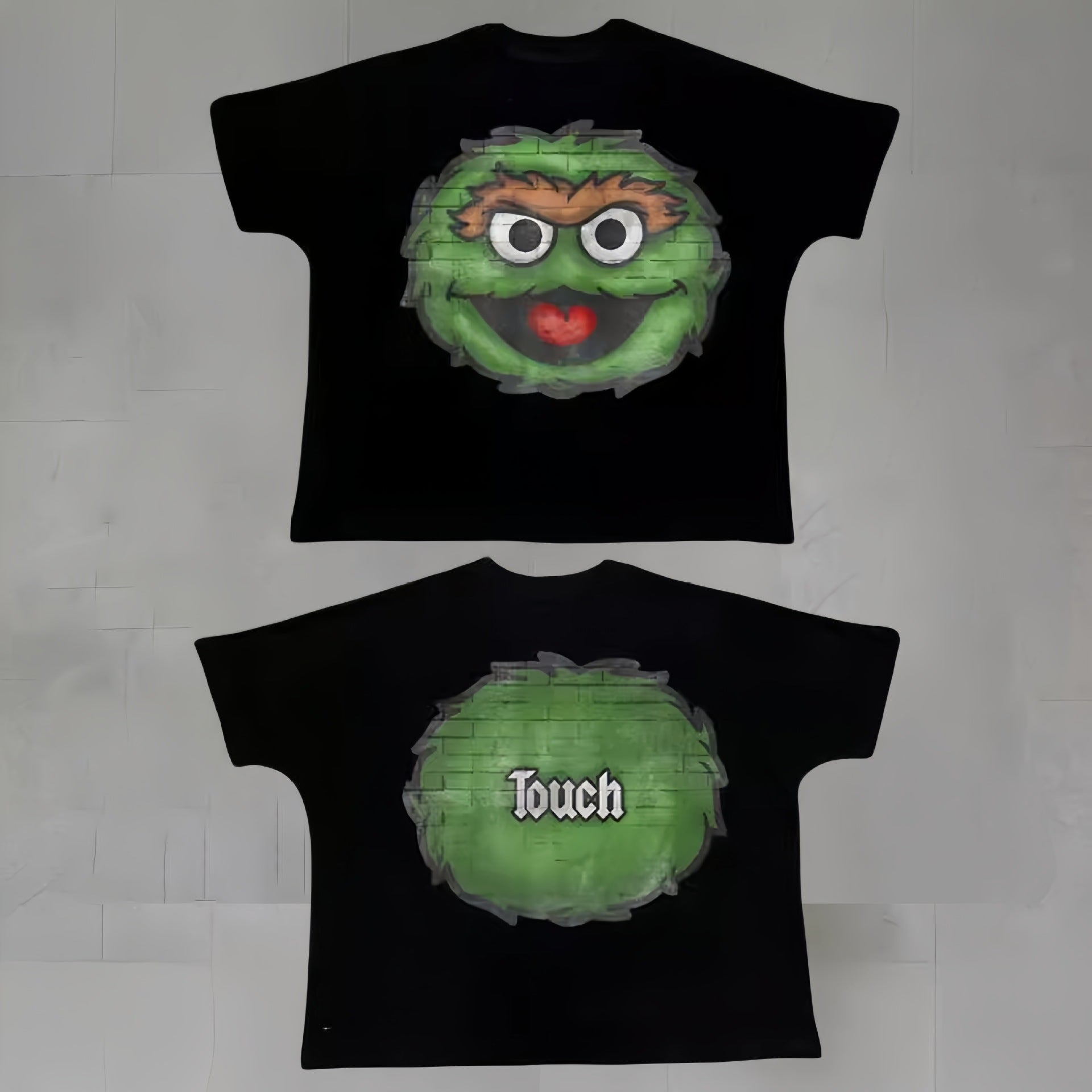 Touch Studios Y2K doppelseitiges Oversize-Vintage-Baumwoll-T-Shirt mit Cartoon-Print