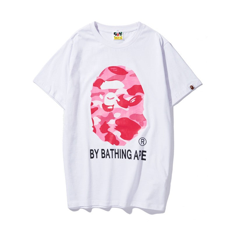 BAPE Camo Shark Ape Head Print Crew Neck Short Sleeve T‑Shirt Unisex