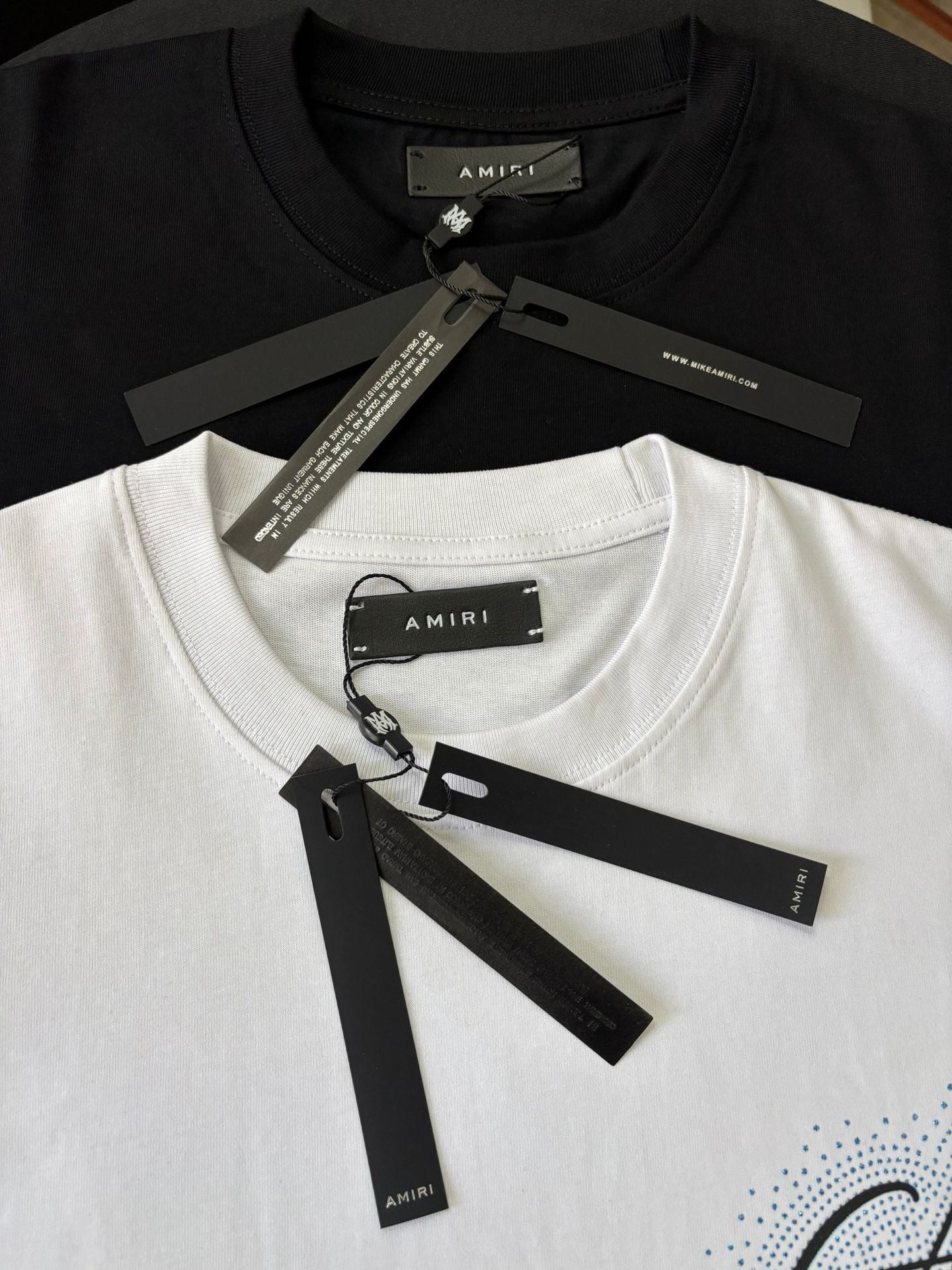 Amiri Classic Rhinestone Letter Print Crew Neck T Shirt Unisex