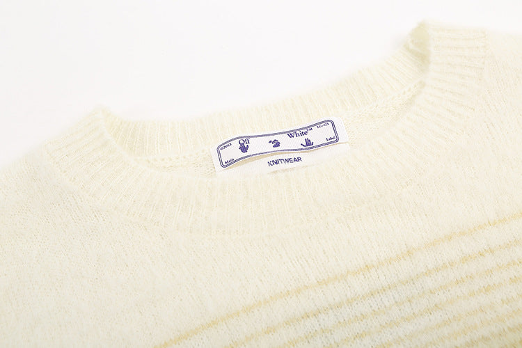 Off-White Arrow Mohair Sweater Gradient Fluffy Knit Pullover & Hoodie