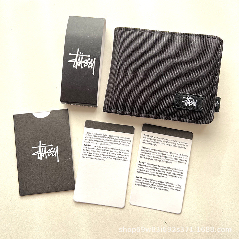 Stussy Canvas Bifold Wallet Multi Pattern Card Holder Coin Purse