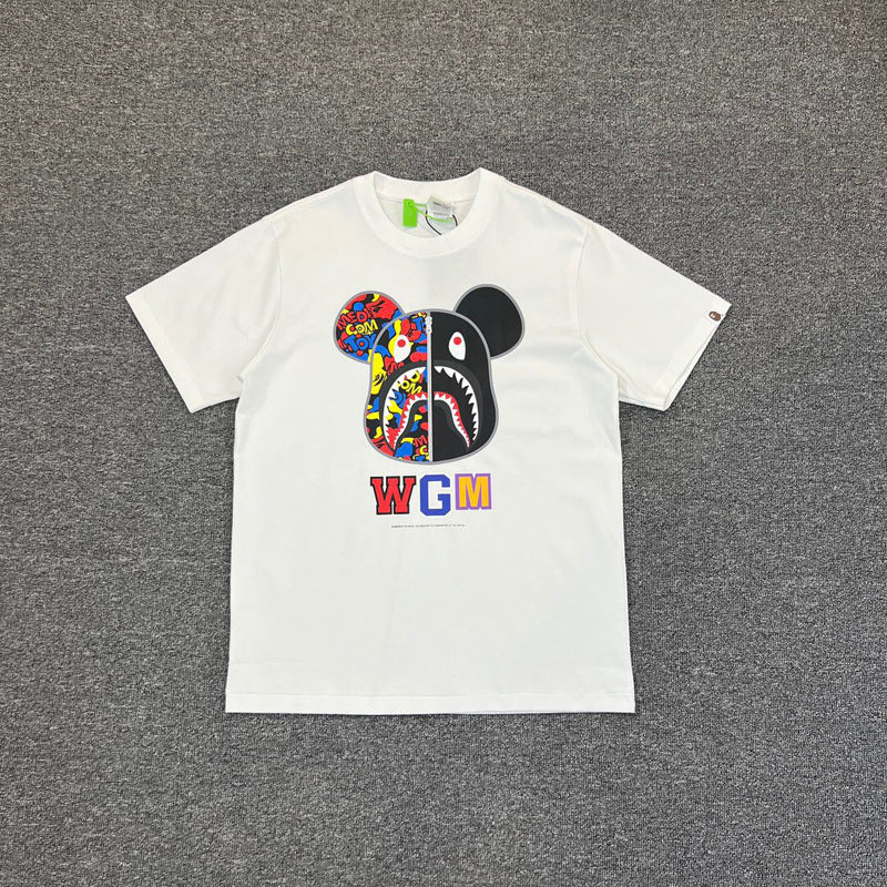 BAPE Ape Shark Graphic Print Loose Unisex Heavyweight Cotton T-Shirt