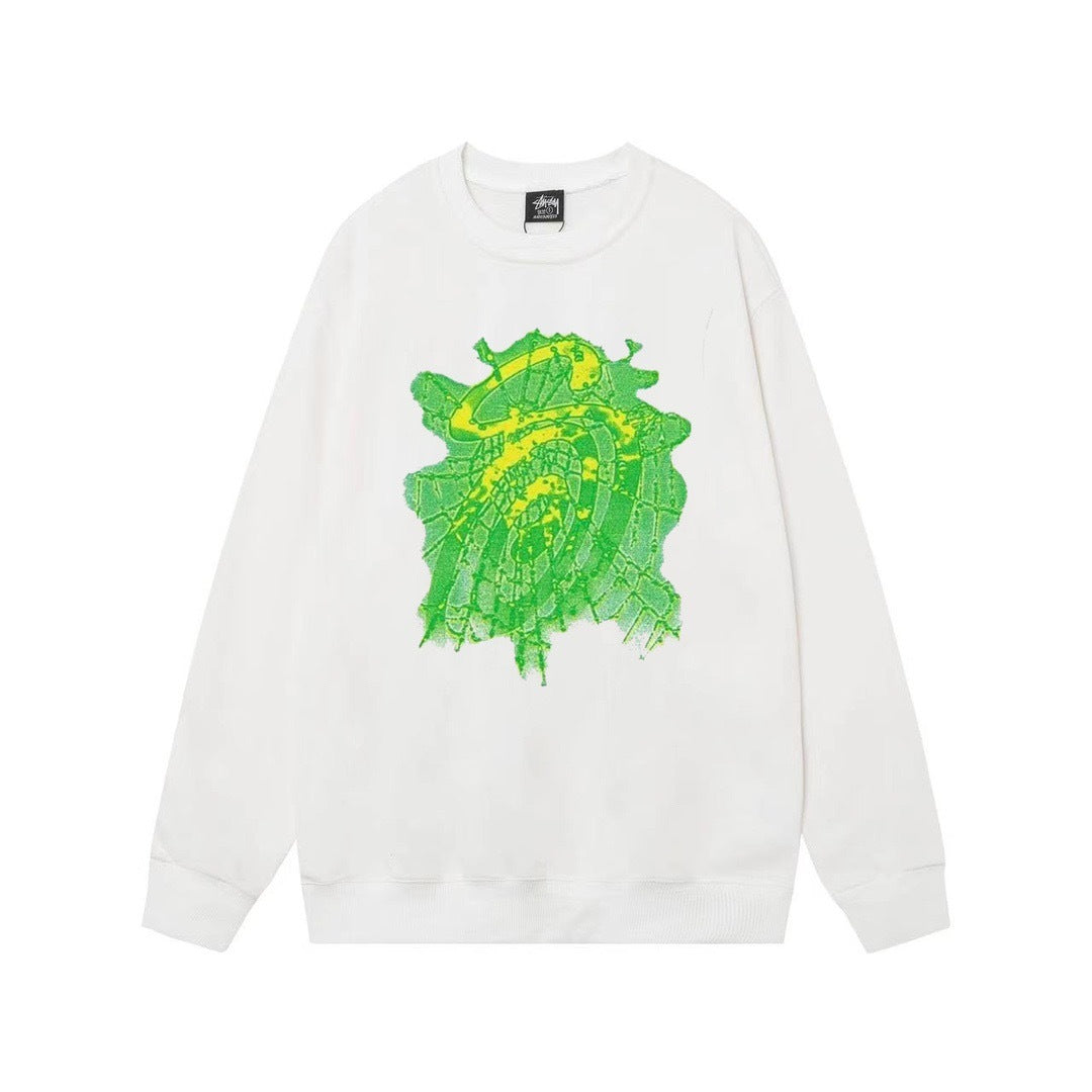 Stussy Graphic Crewneck Sweatshirt 8 Ball Dice Street Casual Pullover