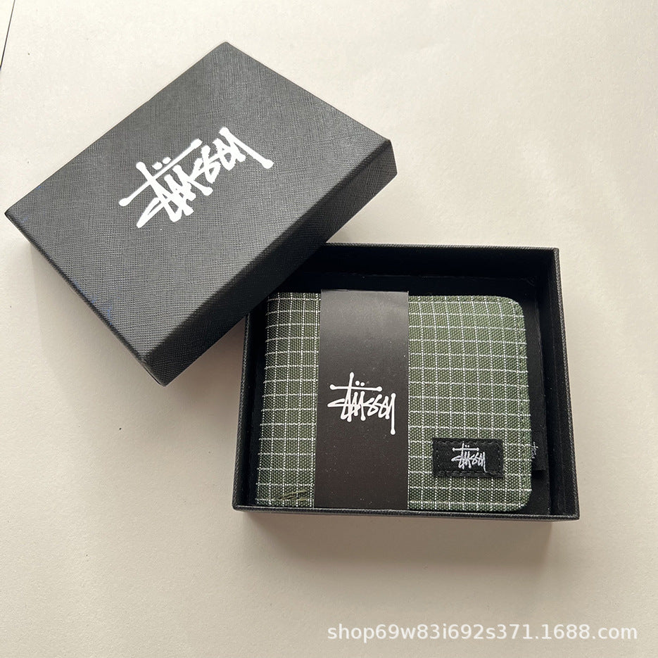 Stussy Canvas Bifold Wallet Multi Pattern Card Holder Coin Purse