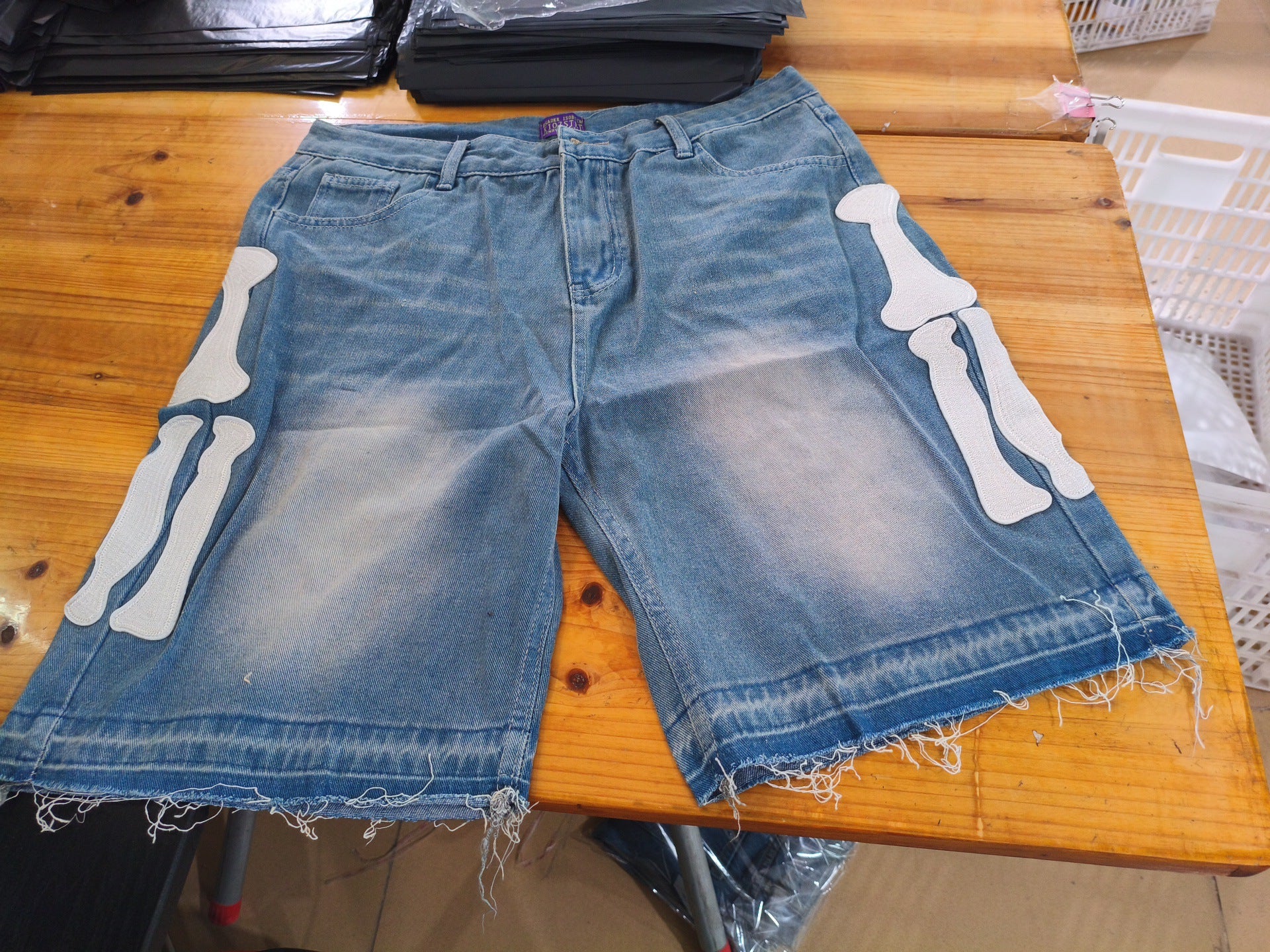 Y2K Skull Embroidery Baggy Denim Jorts