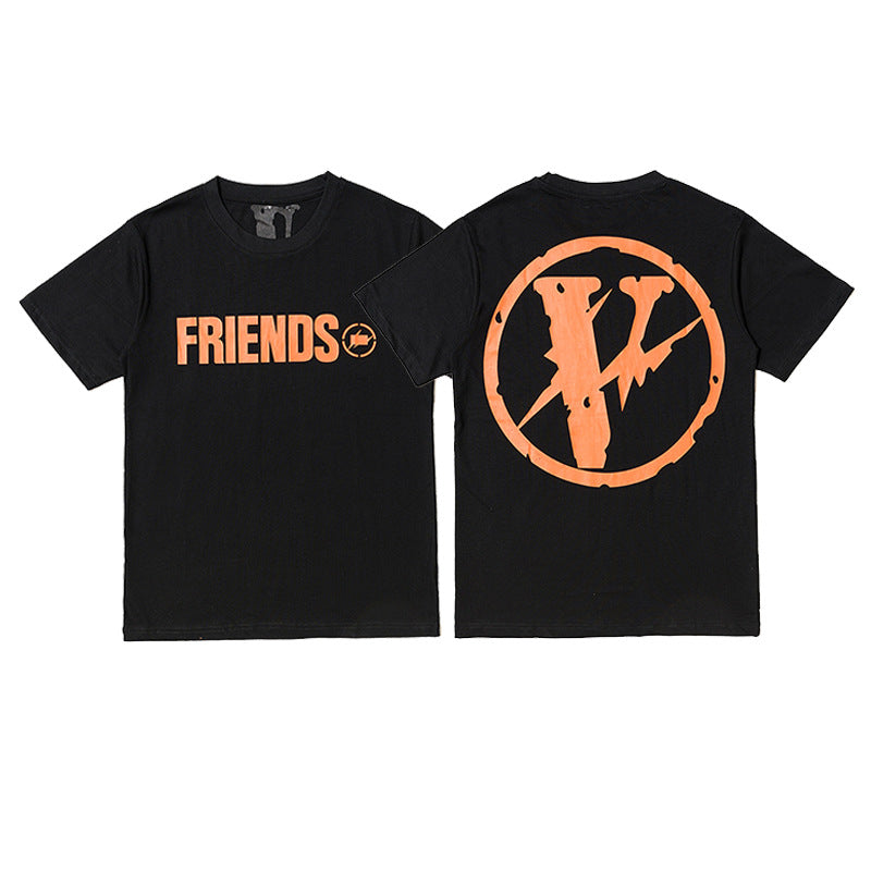 Vlone Big V Letter Graphic Print Short Sleeve Tee Streetwear Unisex