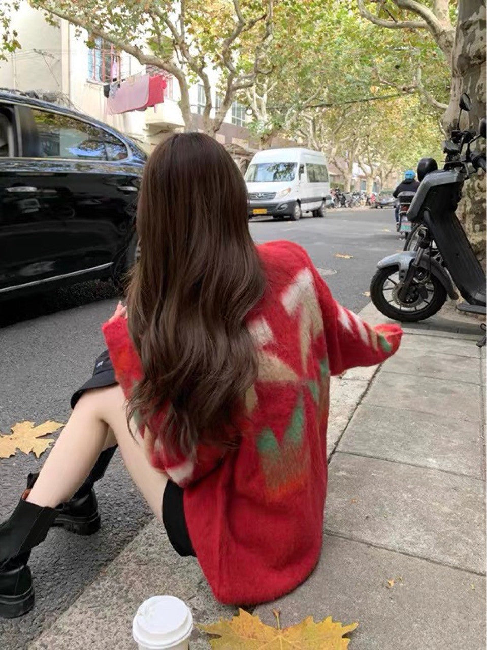 Off-White Arrow Mohair Sweater Gradient Fluffy Knit Pullover & Hoodie