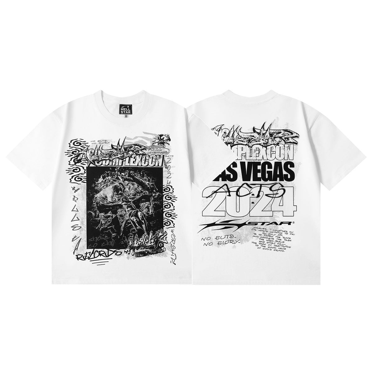 Hellstar Series Vintage Graphic Print Loose Unisex Streetwear T-Shirt