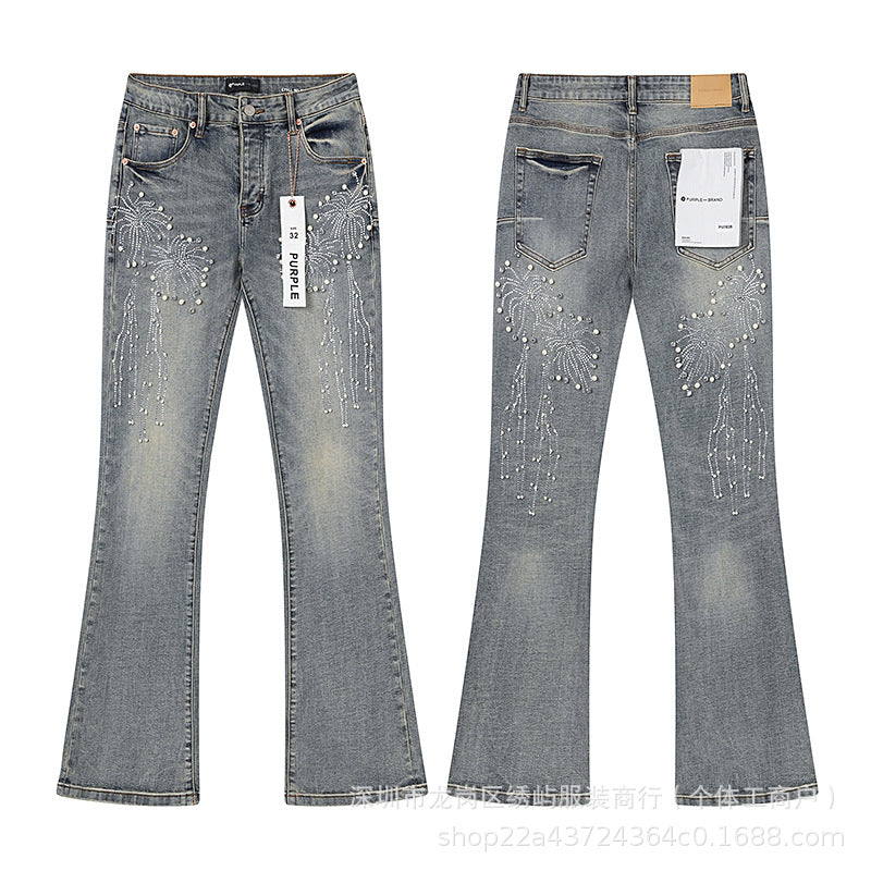 Purple Brand Distressed Flare Denim Jeans Unisex