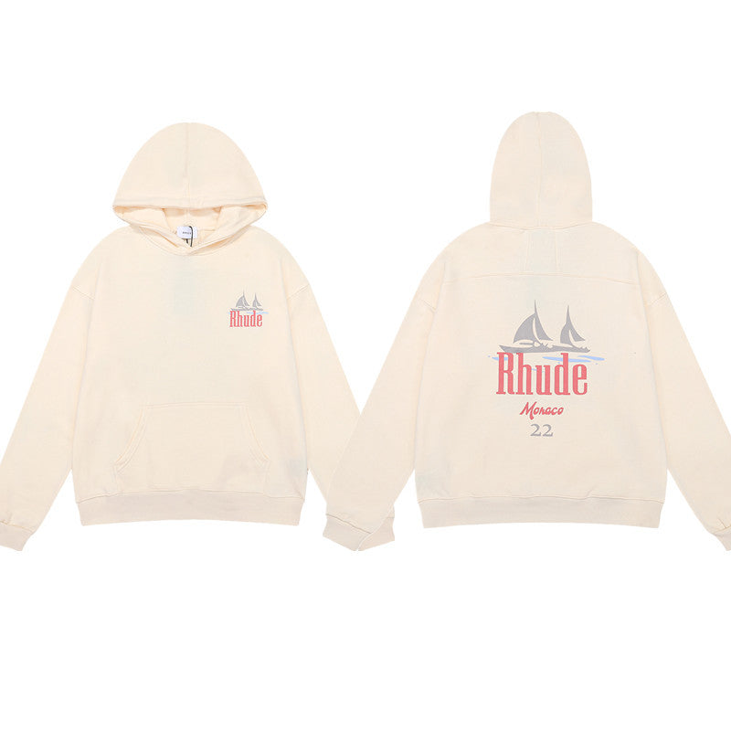 Rhude Cartoon Letter Hoodie Streetwear Cotton Pullover Sweatshirt