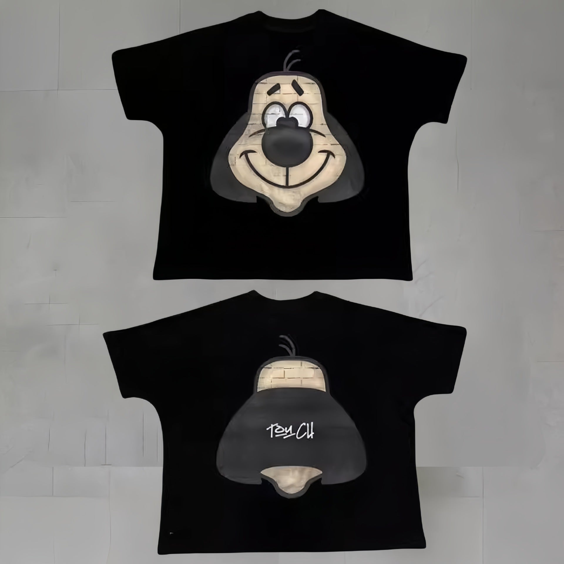 Touch Studios Y2K doppelseitiges Oversize-Vintage-Baumwoll-T-Shirt mit Cartoon-Print