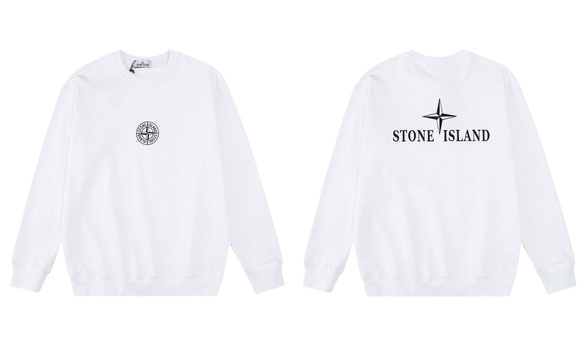 Stone Island Compass Print Crewneck Sweatshirt Men Autumn Pullover