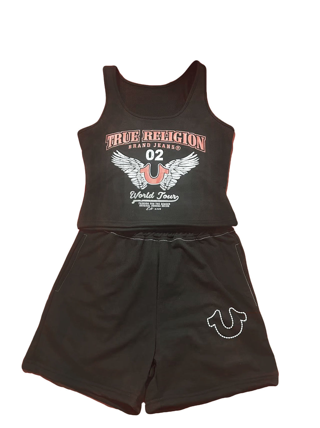 True Religion Horseshoe Graphic Tank Top Shorts 2 Piece Set