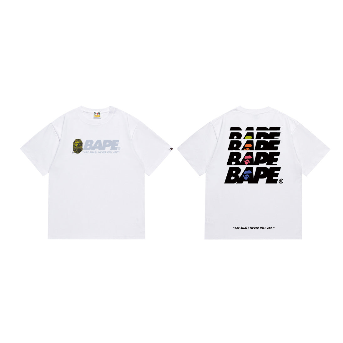 Bape Camo Ape‑Head Graphic Oversized Tee Streetwear Unisex