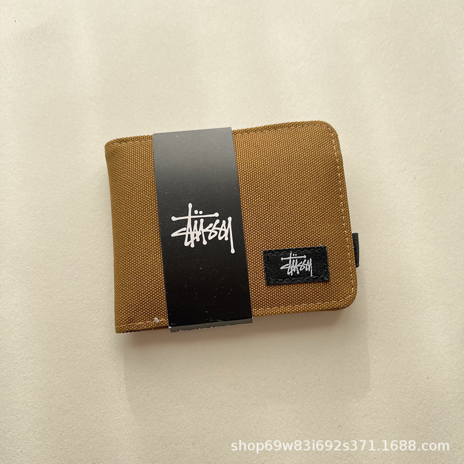 Stussy Canvas Bifold Wallet Multi Pattern Card Holder Coin Purse