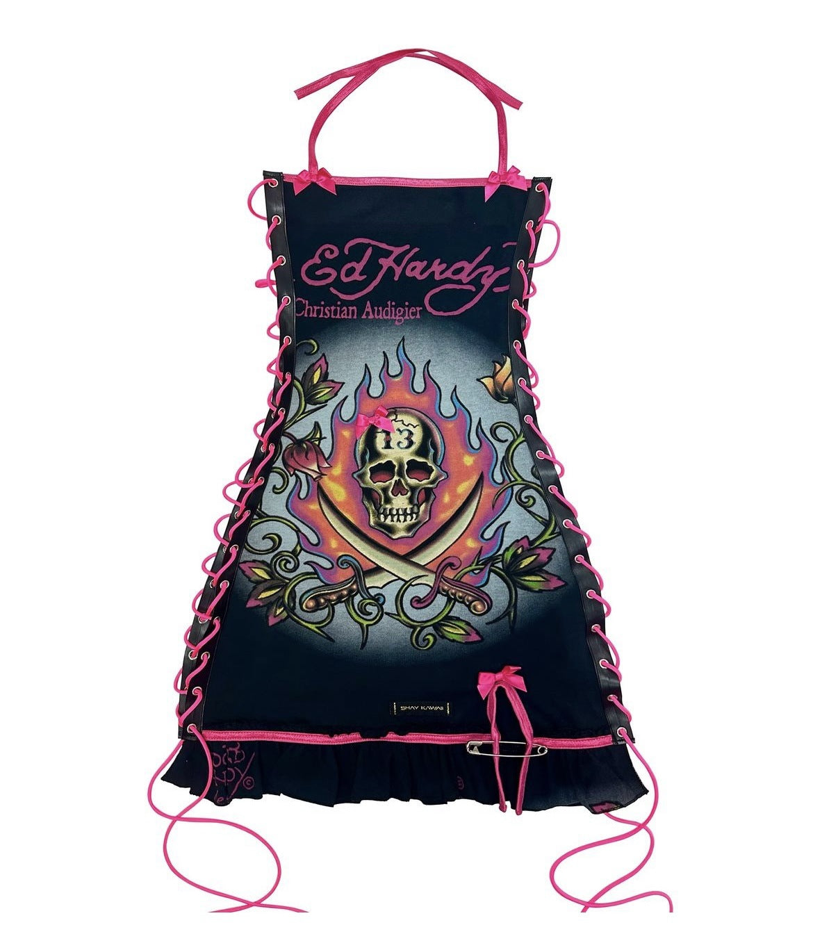 Vintage Skull Print Lace Up Cami Mini Dress Halloween