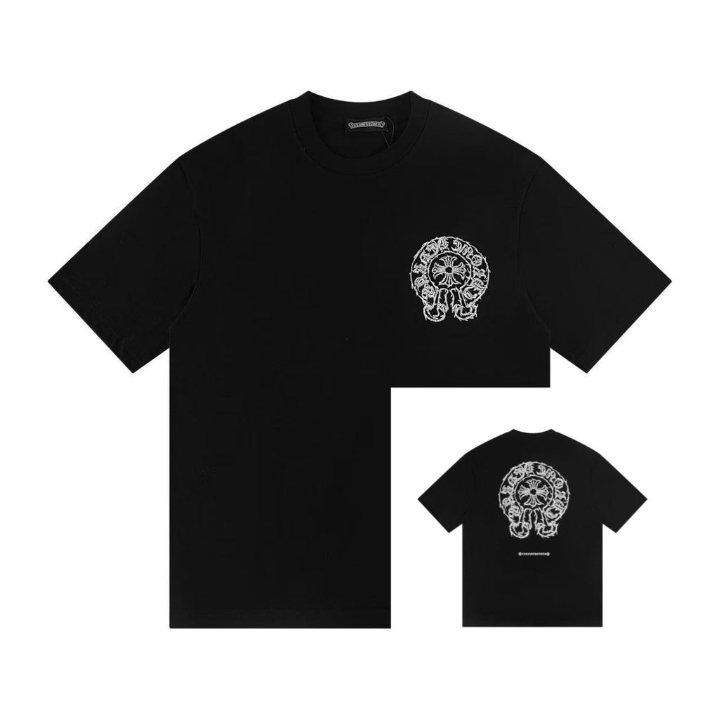 Chrome Hearts Color Sanskrit Cross Horseshoe Print Short Tee Unisex