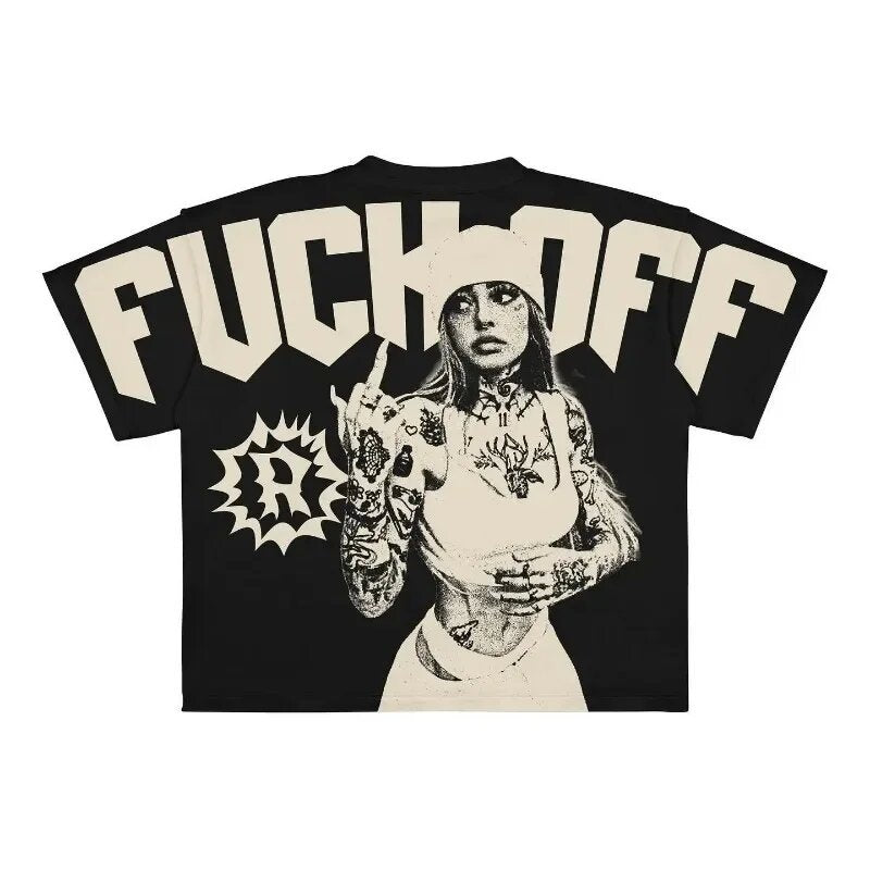 Y2K Punk Gothic Ski Mask Graphic Unisex Oversized Streetwear Tee