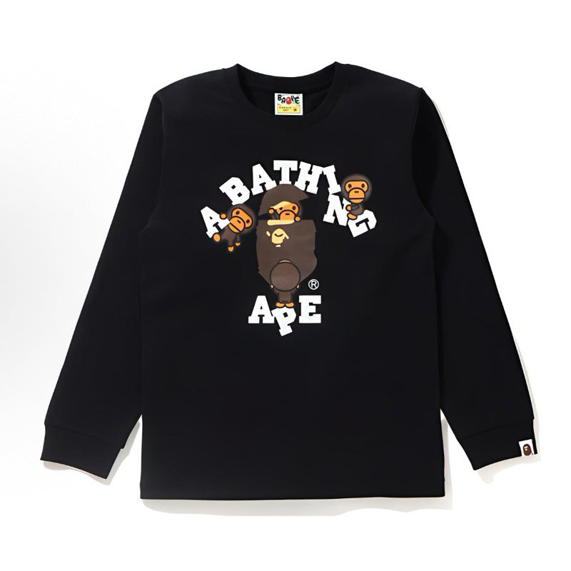 Bape Baby Milo Camo Ape Head Graphic Oversized Long Sleeve Tee Street