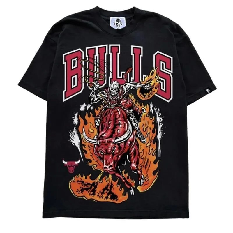 Vintage NBA Team Skelett Grafik Unisex Oversized Streetwear Baumwoll T-Shirt
