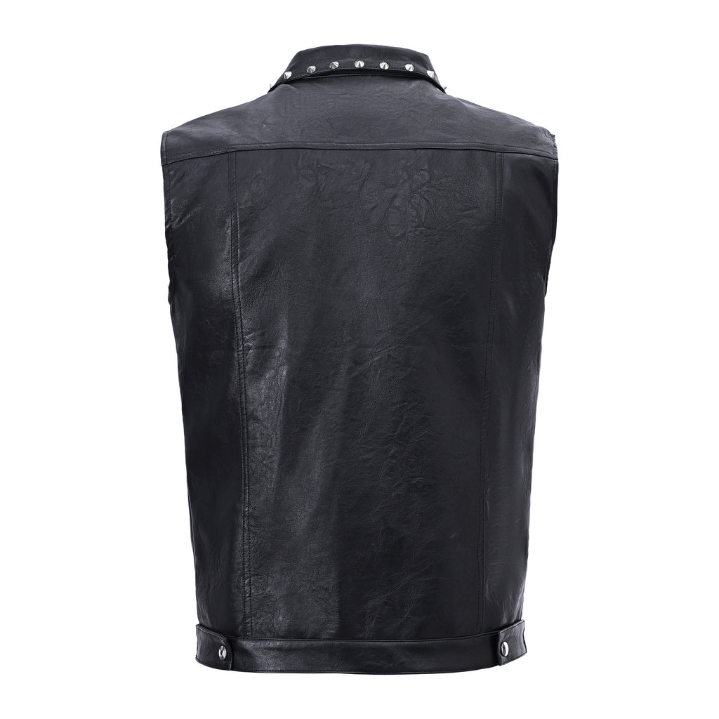 Rivet Biker Punk Faux Leather Vest Unisex Sleeveless Waistcoat