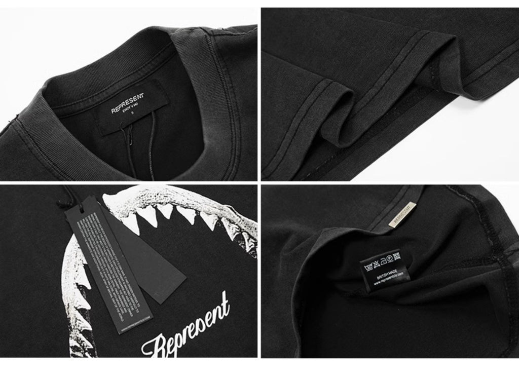 Represent Shark Washed Graphic Oversized Tee Streetwear Unisex