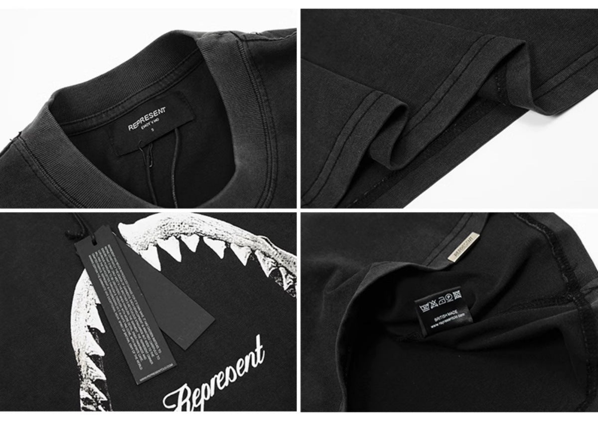 Represent Shark Washed Graphic Oversized Tee Streetwear Unisex