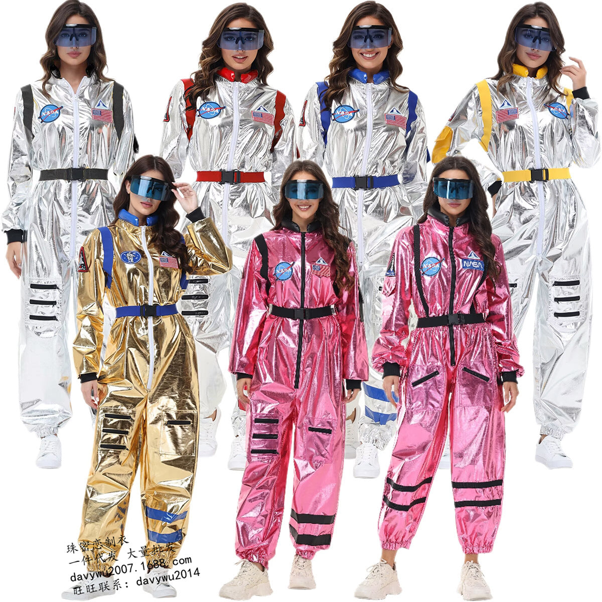 Halloween Women Astronaut Space Suit Cosplay Pilot Jumpsuit Party Sets