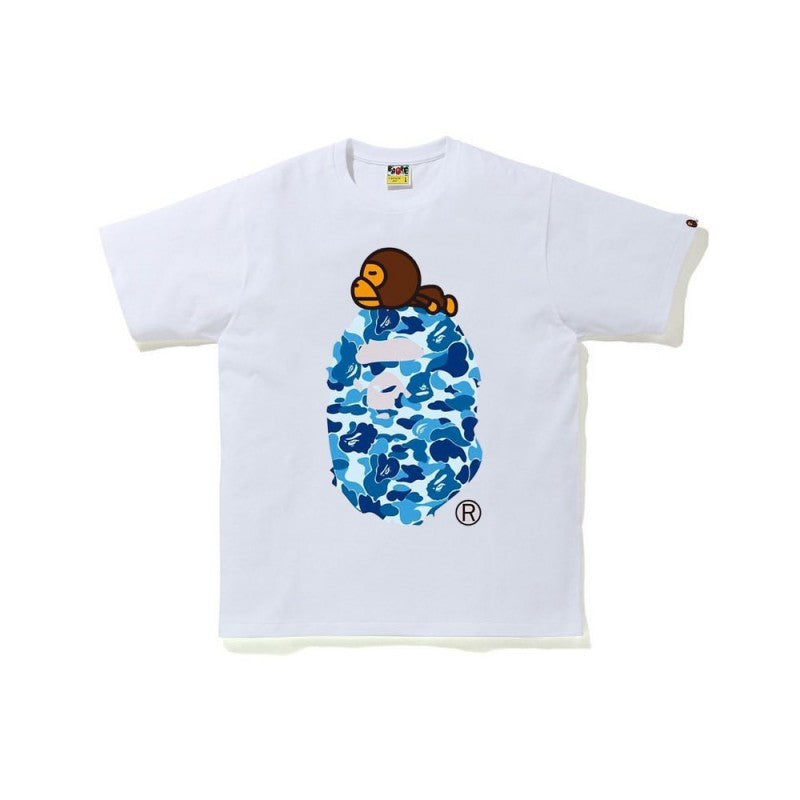 BAPE Camo Shark Ape Head Print Crew Neck Short Sleeve T‑Shirt Unisex