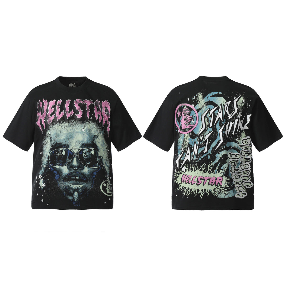 Hellstar Multi‑Graphic Vintage Washed Oversized Tee Streetwear