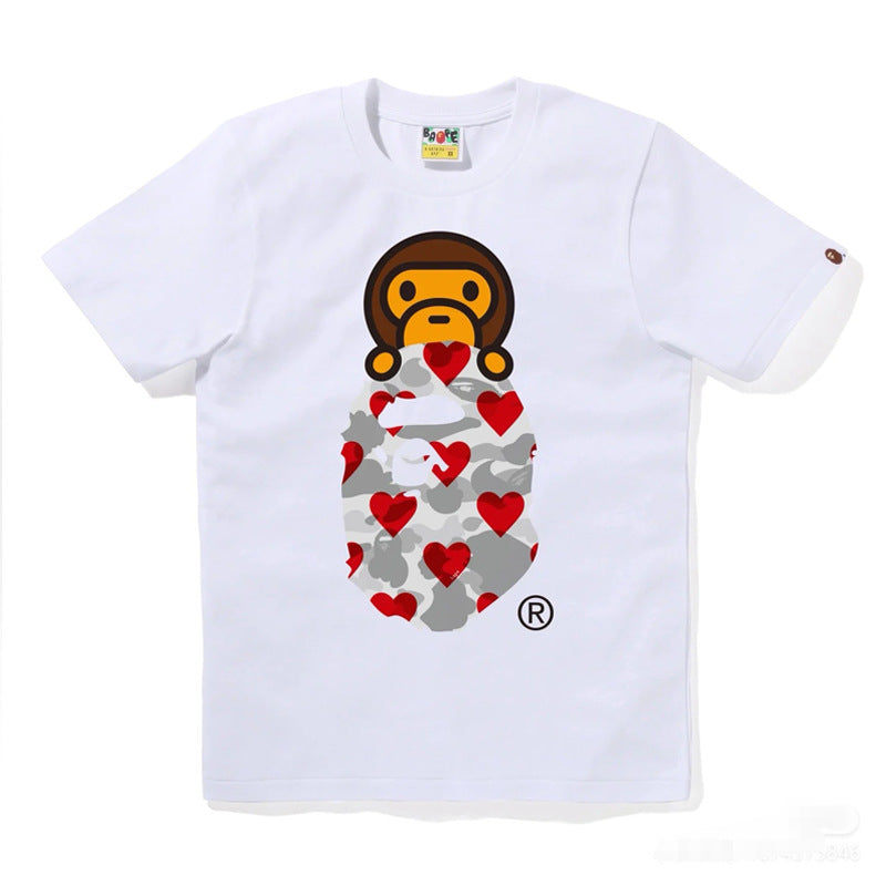 Bape Ape Head Graphic Short Sleeve Tee Streetwear Unisex