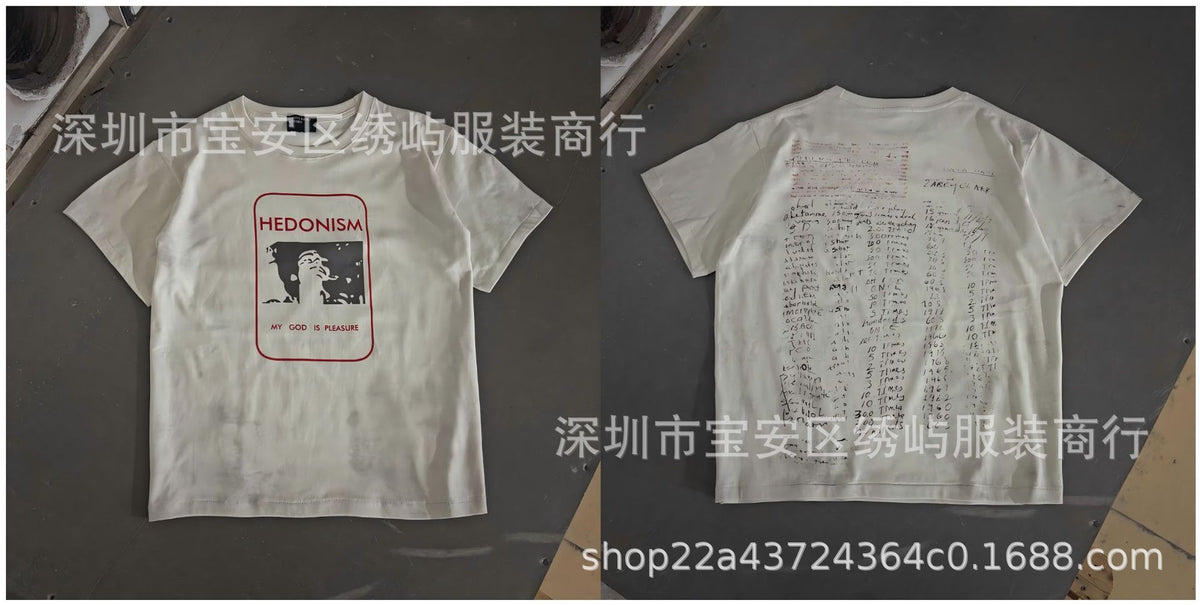ERD Portrait Letter Print Crew Neck Short Sleeve T Shirt Unisex