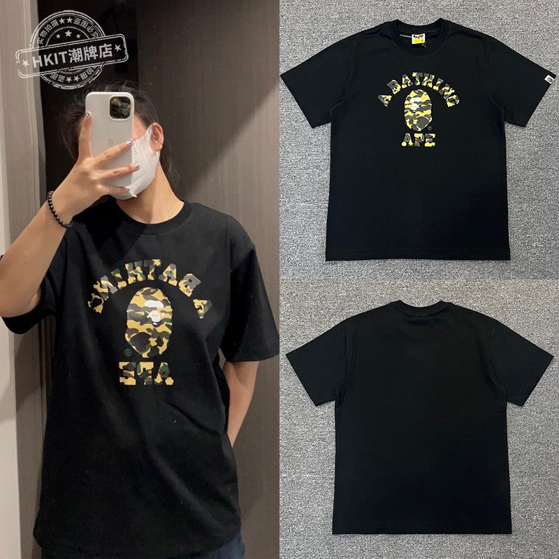 Bape Shark Camo Zip Graphic Oversized Tee Streetwear Unisex