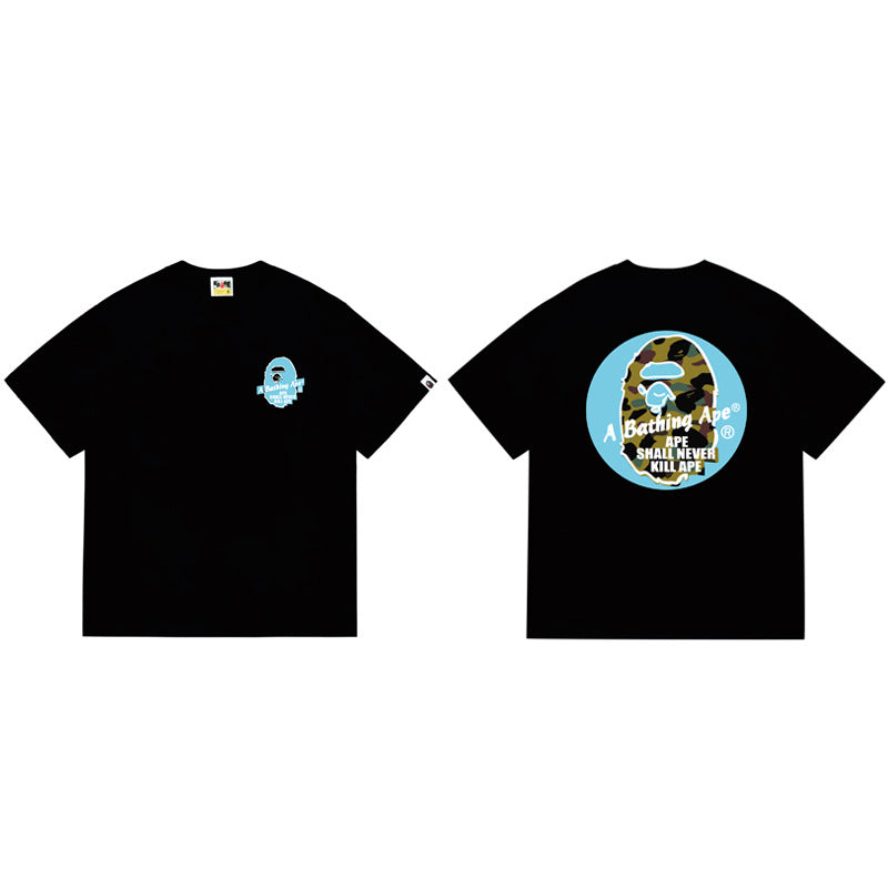 BAPE Ape Head Shark Print Loose Casual Unisex T-Shirt
