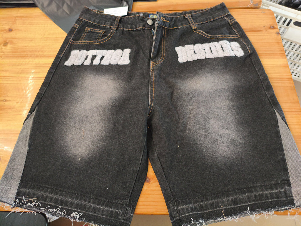 Y2K Skull Embroidery Baggy Denim Jorts