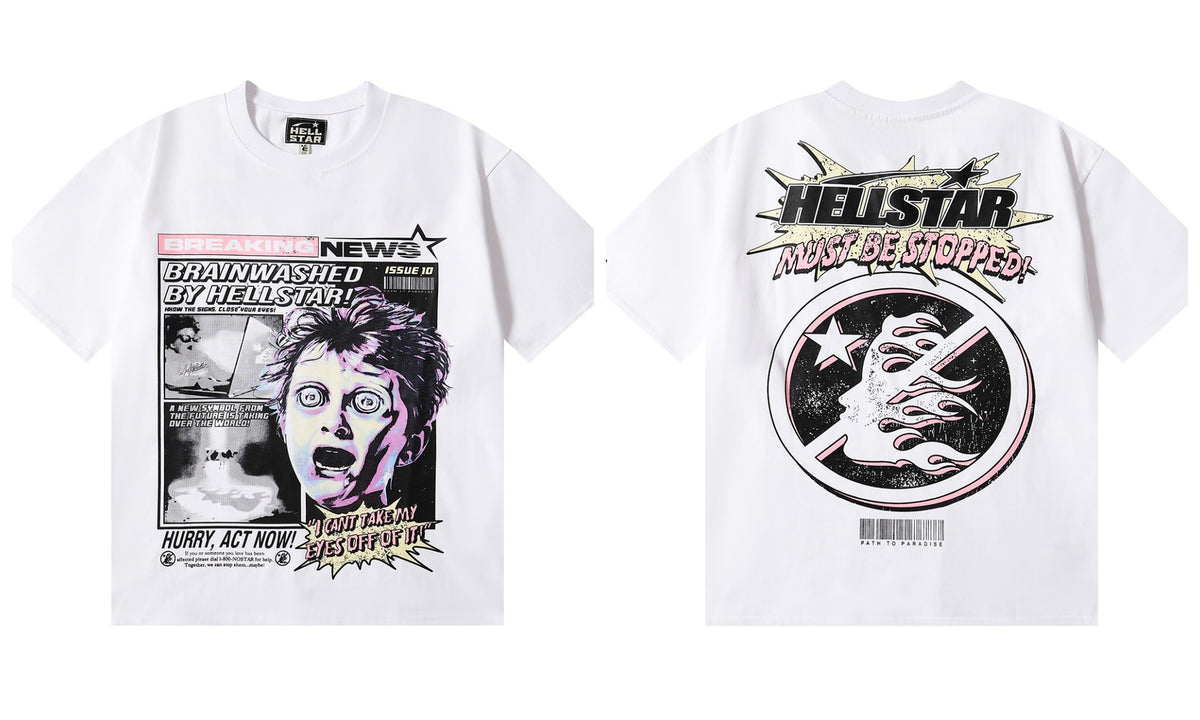 Hellstar Series Vintage Graphic Print Loose Unisex Streetwear T-Shirt