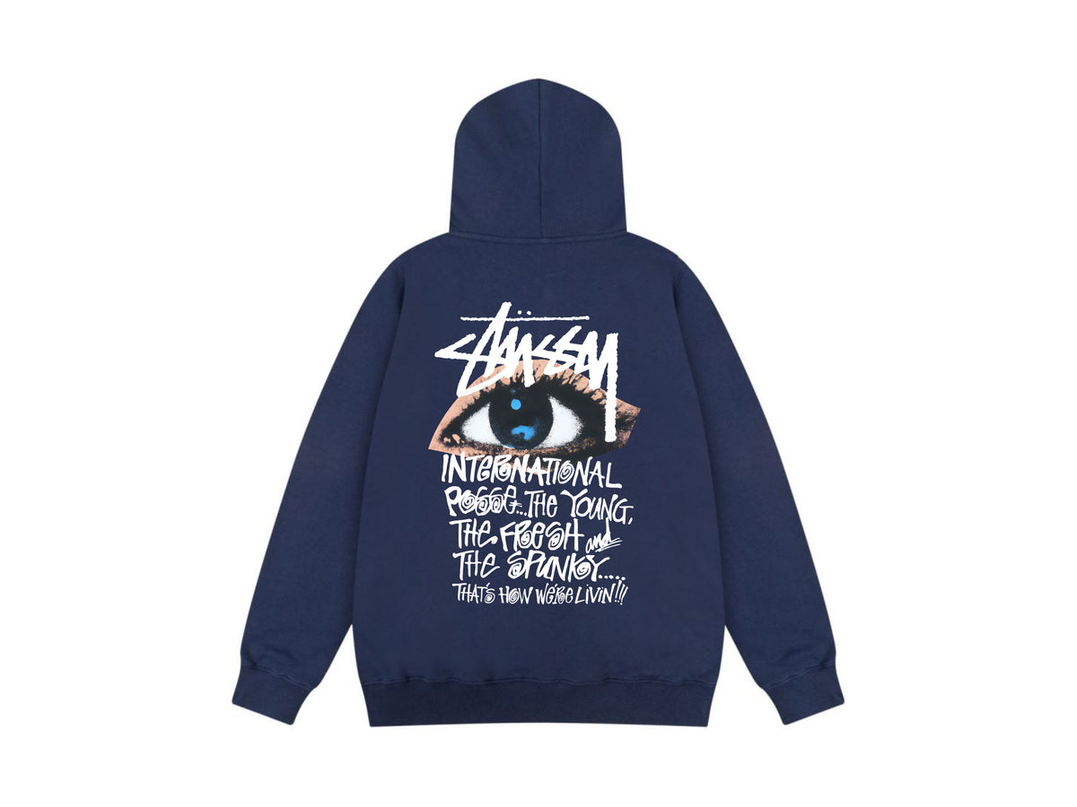 Stussy Zip Up Hoodie Multi Graphic Letter Print Streetwear Jacket